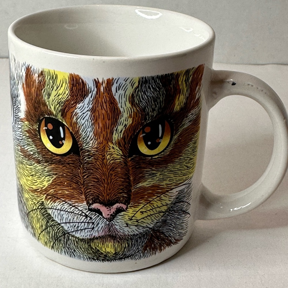 Vintage Norcrest Cat Face Ceramic 10oz Mug Unique HTF